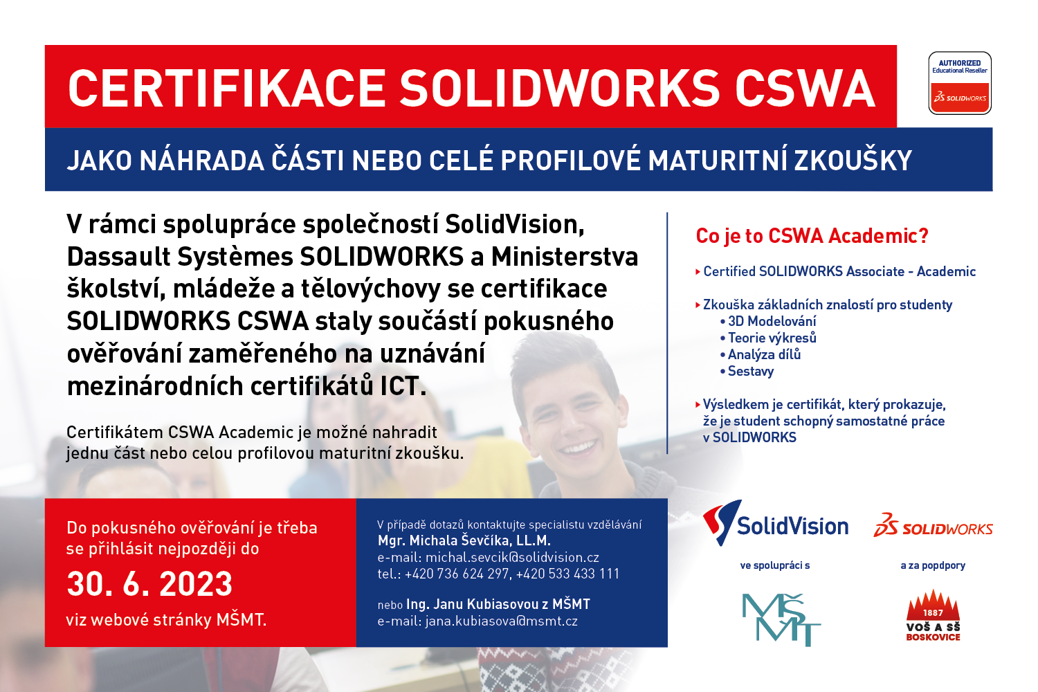 Certifikace SOLIDWORKS CSWA jako náhrada části nebo celé profilové maturitní zkoušky
